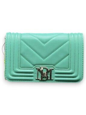 Badgley Mischka Quilted Crossbody Detachable Chain Strap BM-4156 Green